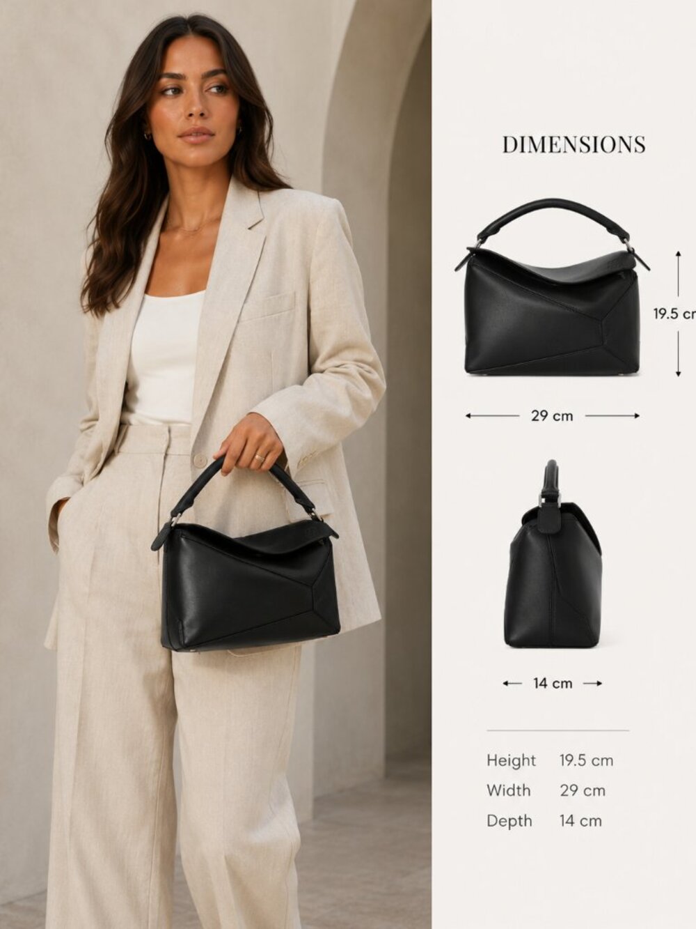 LOEWE Medium "The Puzzle Edge" Calfskin Leather Hand Bag, Color: Black #Luxury